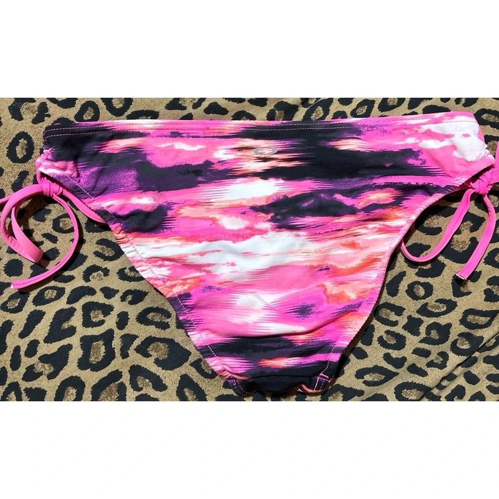 Oakley Pink Ocean Minded Side Tie Bikini Bottoms,‎ Small